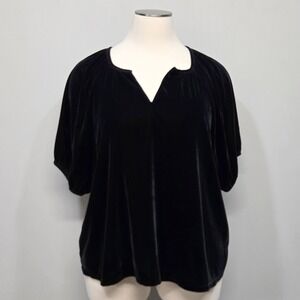 Old Navy Black Velvet Peasant Top Plus Size XXL Poetcore Romantic Whimsigoth